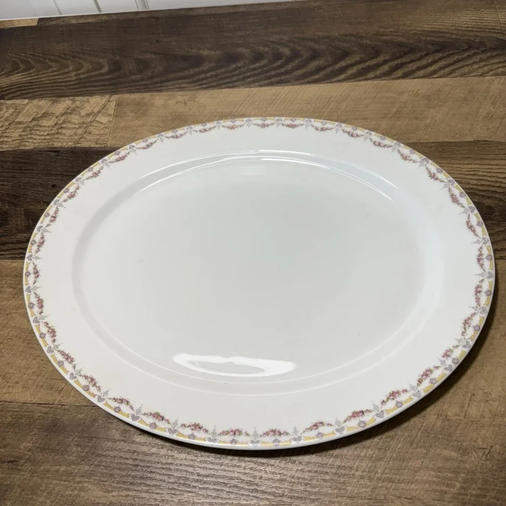 Antique Wm Guerin Limoges France GUE66 Pink Rose Swag‎ Yellow Scroll 13